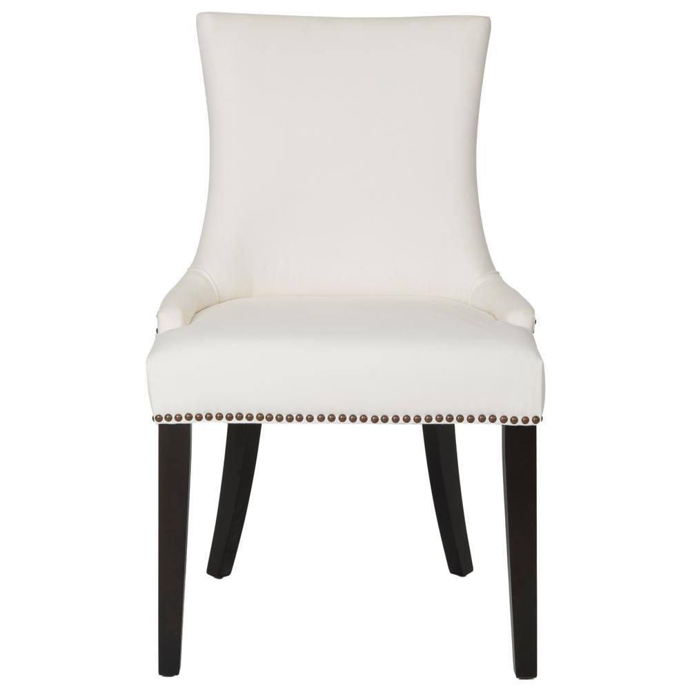 SAFAVIEH Lester 19" H Contemporary Glam Dining Chair, White/Espresso, Set of 2