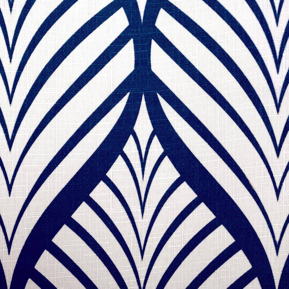 Moda at Home Deco Leaf Shower Curtain Navy/White : Microfiber, Machine Washable, Non-Slip Backing