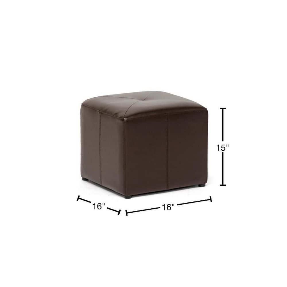 Aric Bonded Leather Ottoman - Baxton Studio: Dark Brown Footrest, Seating Bench, No Assembly Required
