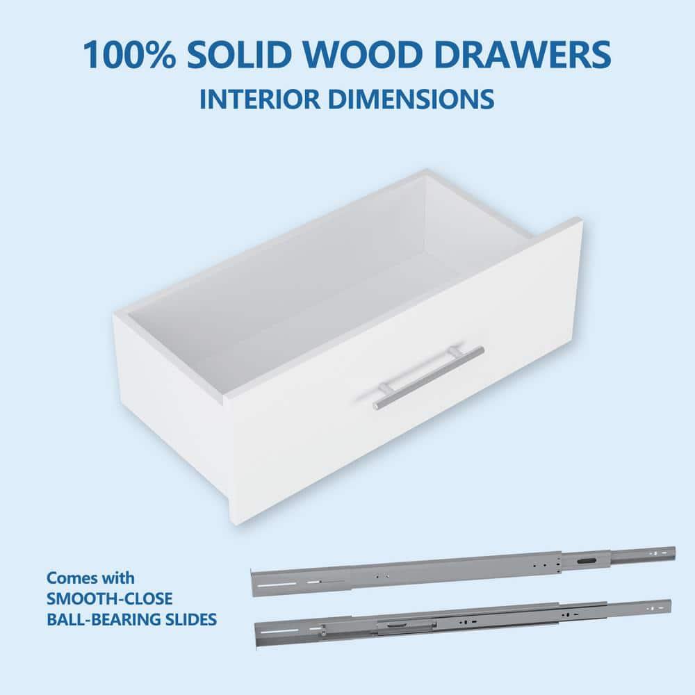 25.5" W Short Tower Wood Built In Closet Organizer Unit, Wood Closet Organizer Starter Kit, Mounted Closet Systems with 2 Drawers