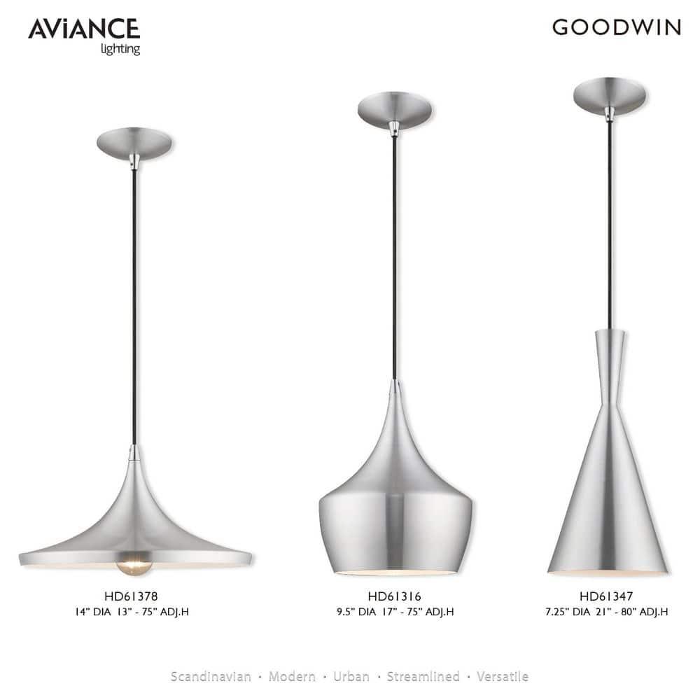 Livex Lighting Metal Shade 1 - Light Chandelier in  Brushed Aluminum
