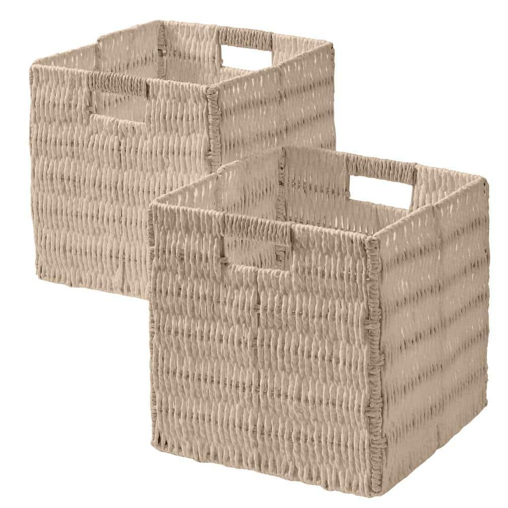 Latitude Run® 2 Pack Wicker Paper Storage Basket Cube Bin (Set of 2)