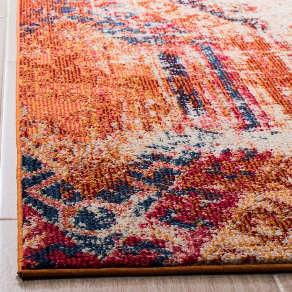 Monaco MNC222 Power Loomed Indoor Area Rug - Orange/Multi - 6'7"x9'2" - Safavieh.