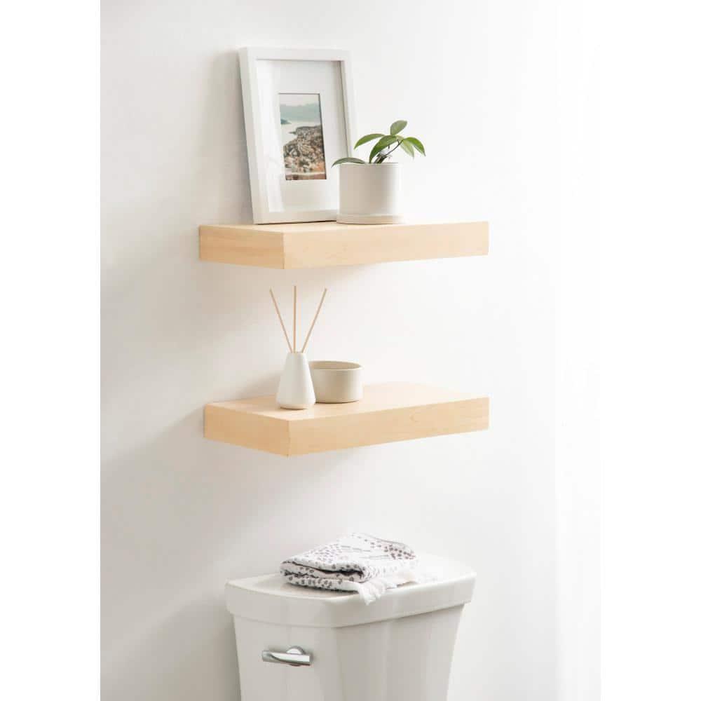 Kate and Laurel Havlock Rectangle MDF Floating Shelf, 2 Piece 18 Inch, Natural