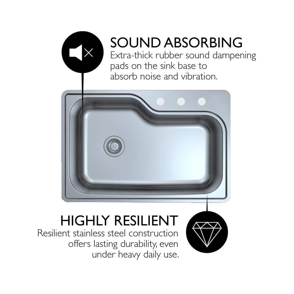 33" L x 22" W Drop-In Kitchen Sink