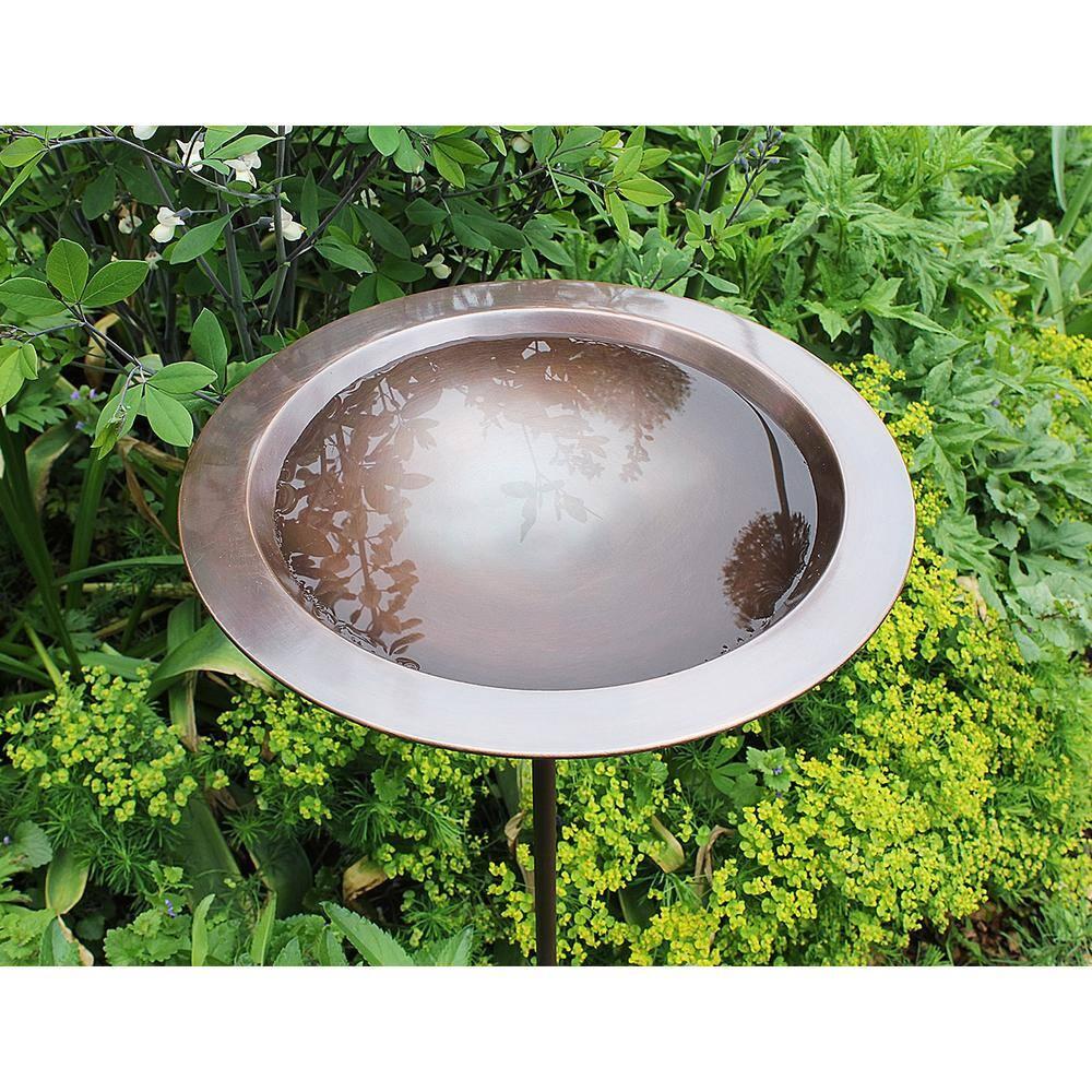 12.75 in. Dia Antique Copper Classic II Birdbath with Stake