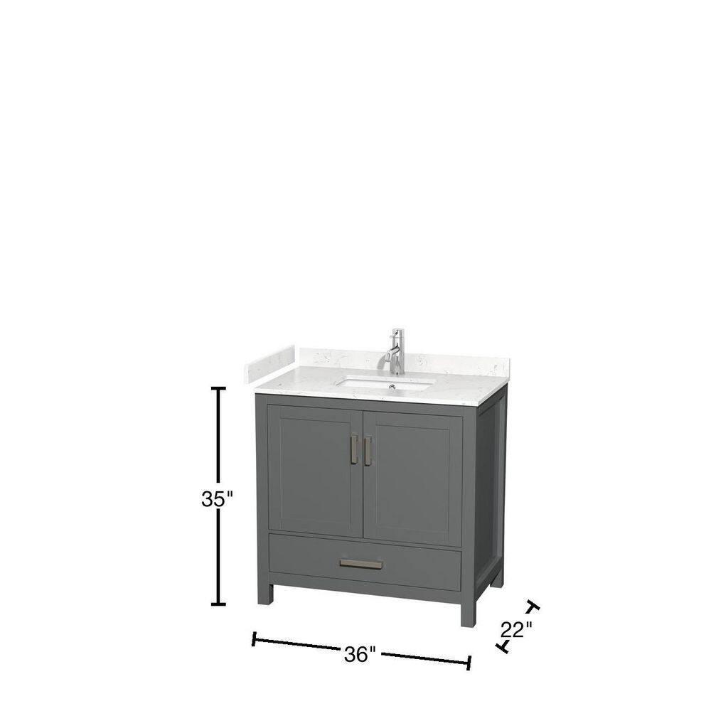 Wyndham Collection Sheffield 36" Metal Single Bathroom Vanity in Dark Gray