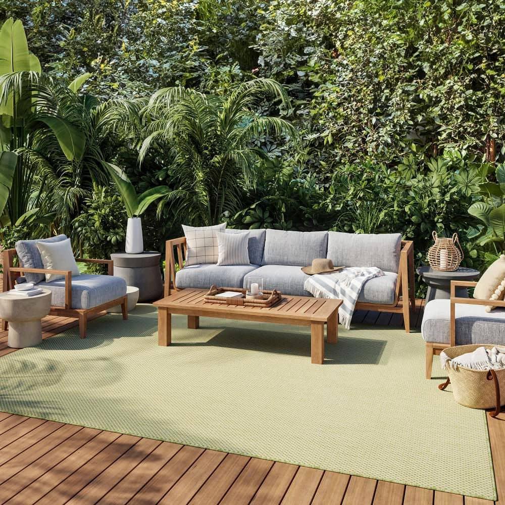 Nourison Courtyard COU01 Indoor/outdoor Area Rug - Ivory Green 8' x 10'