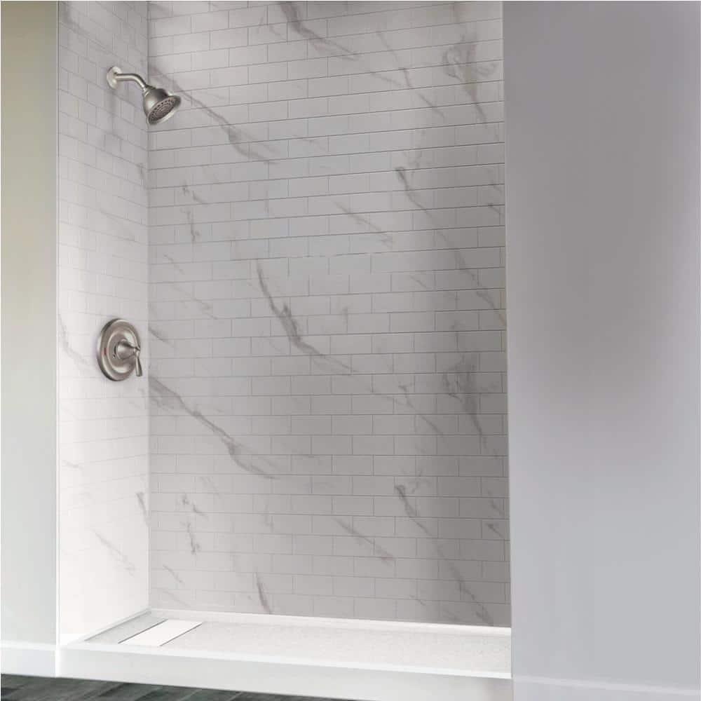 Linear 32 in. x 60 in. Single Threshold Shower Base in White