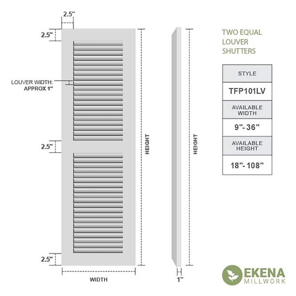 True Fit PVC Two Equal Louver Shutters