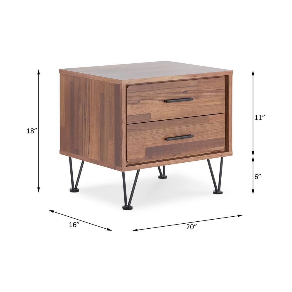 20" Deoss Accent Table Walnut Finish - Acme Furniture: Glass Top, Geometric Base, No Tools Assembly