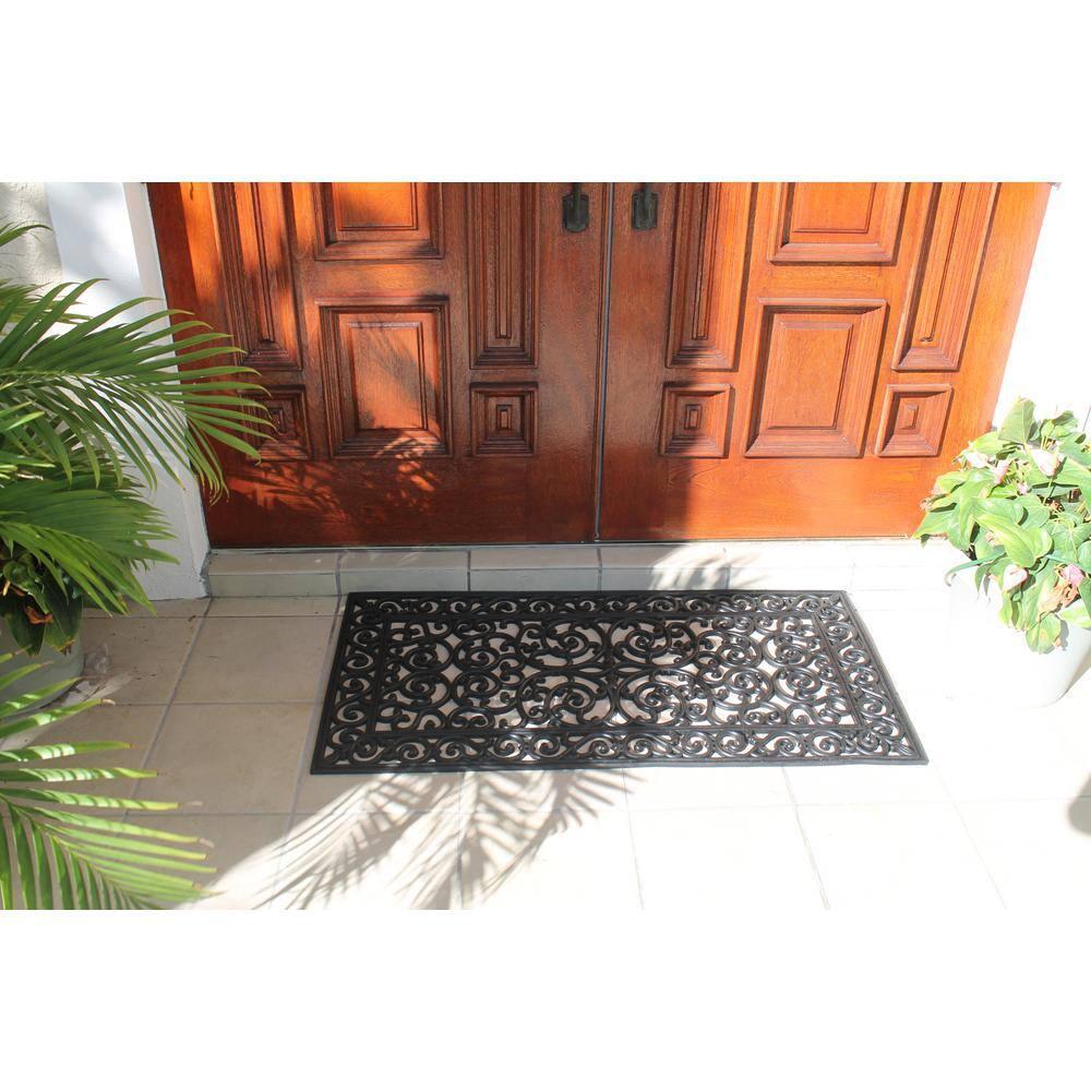 A1HC Extra Large Outdoor Floor Mat, Natural Rubber, 24" X 48", Ideal for Outside entryway, Dirt Shoe Scraper, Door mat for Indoor Outdoor, Mats for Entry, Patio, Busy Areas