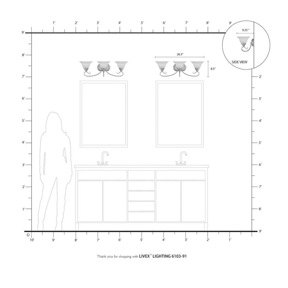 Livex Lighting Coronado 3 - Light Vanity in  Brushed Nickel