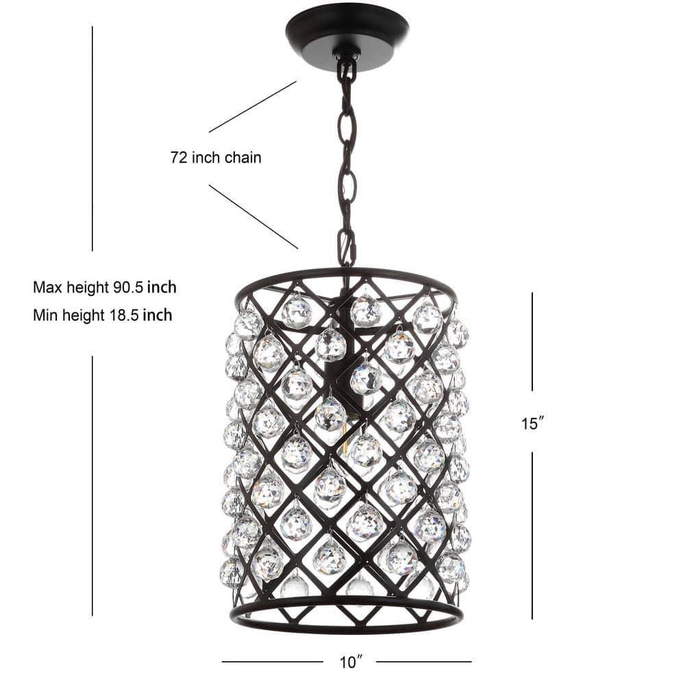 Gabrielle 10" Crystal/Metal LED Pendant, Oil Rubbed Bronze