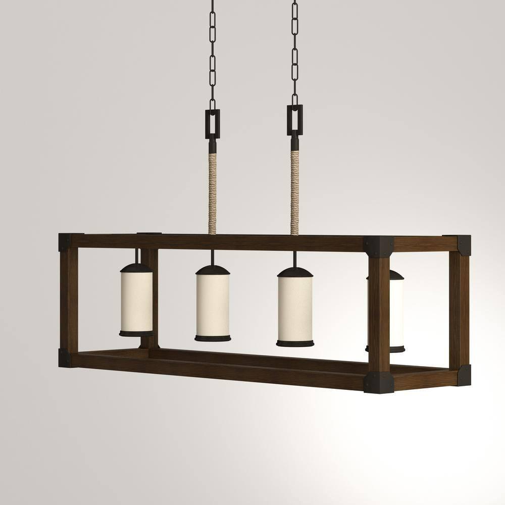 Stardust Finish Four-Light Island Pendant with Creme Parchment Glass