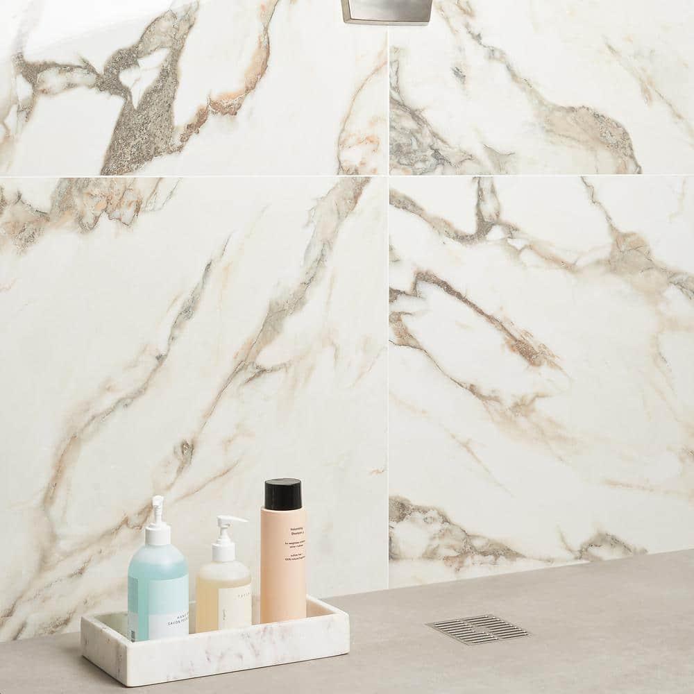 24" x 24" Polished Marble Look Porcelain Floor and Wall Tile (15.5 Sq. Ft. / Case)