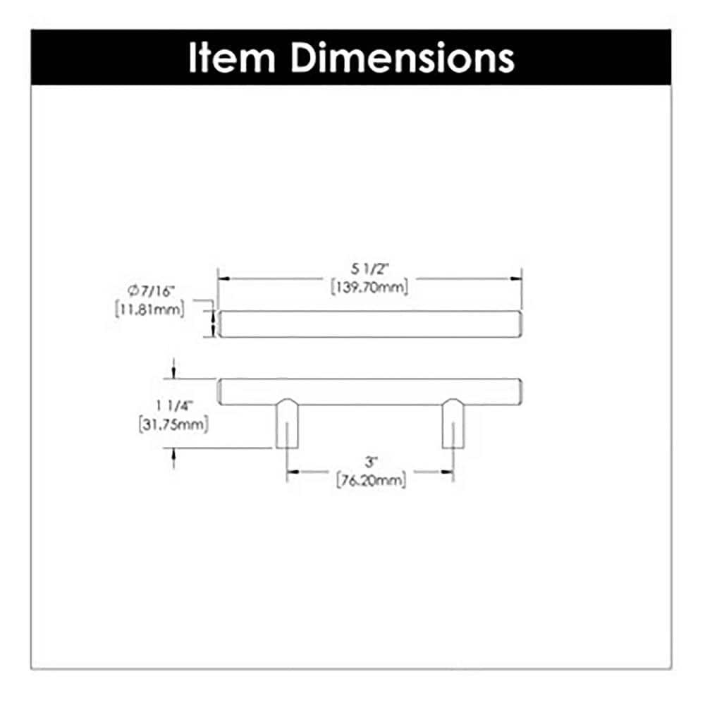 Bar Pull Kitchen Cabinet Handles, Solid Core Drawer Pulls for Cabinet Doors, 3"