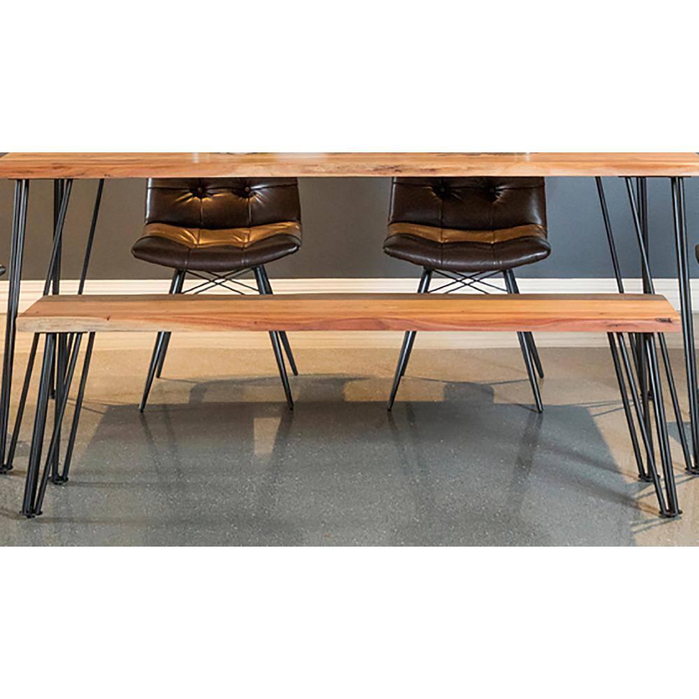 Coaster Sherman Wood Live-edge Bench Natural Acacia and Matte Black