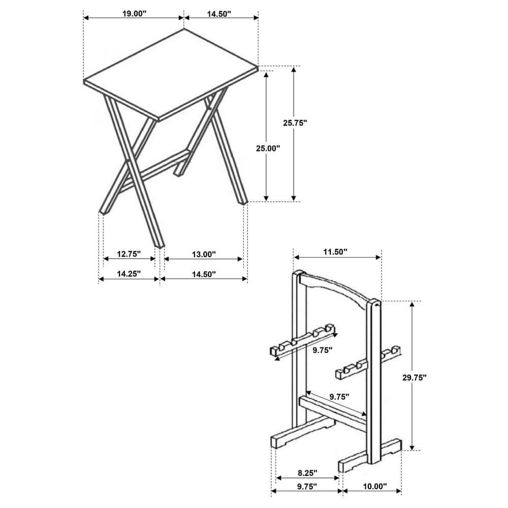 Set of 4 Oak Finish Solid Wood TV Dinner Tray Tables