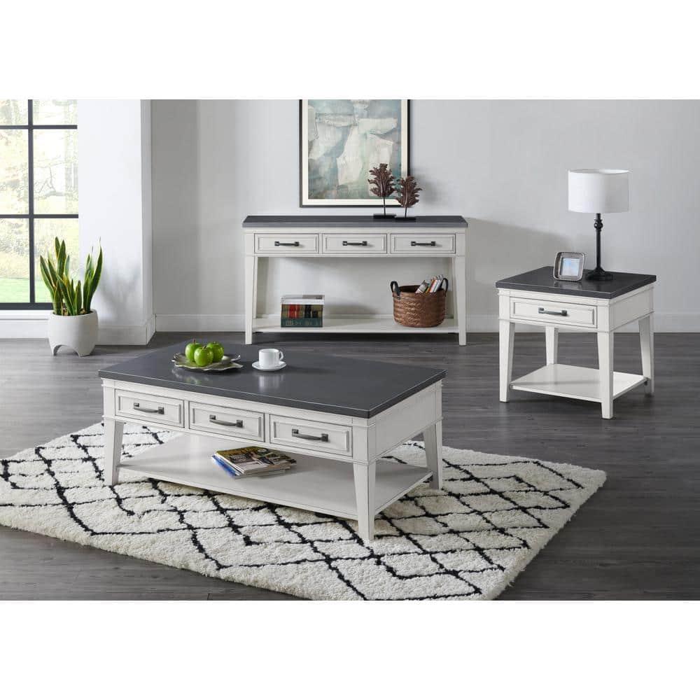 Martin Svensson Home Del Mar 3 Drawer Sofa Console Table White and Grey