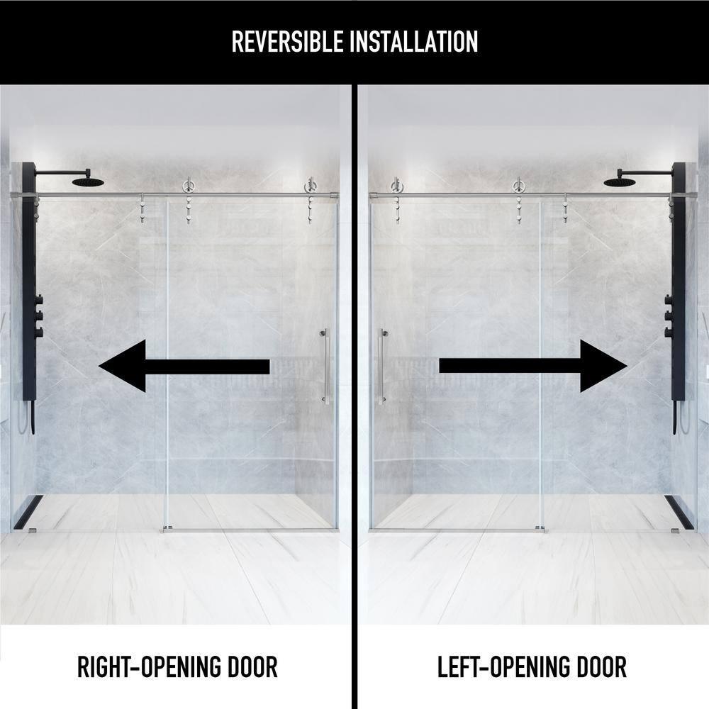 Hamilton 56-60" W x 78" H Sliding Frameless Shower Door with 3/8" Clear Glass