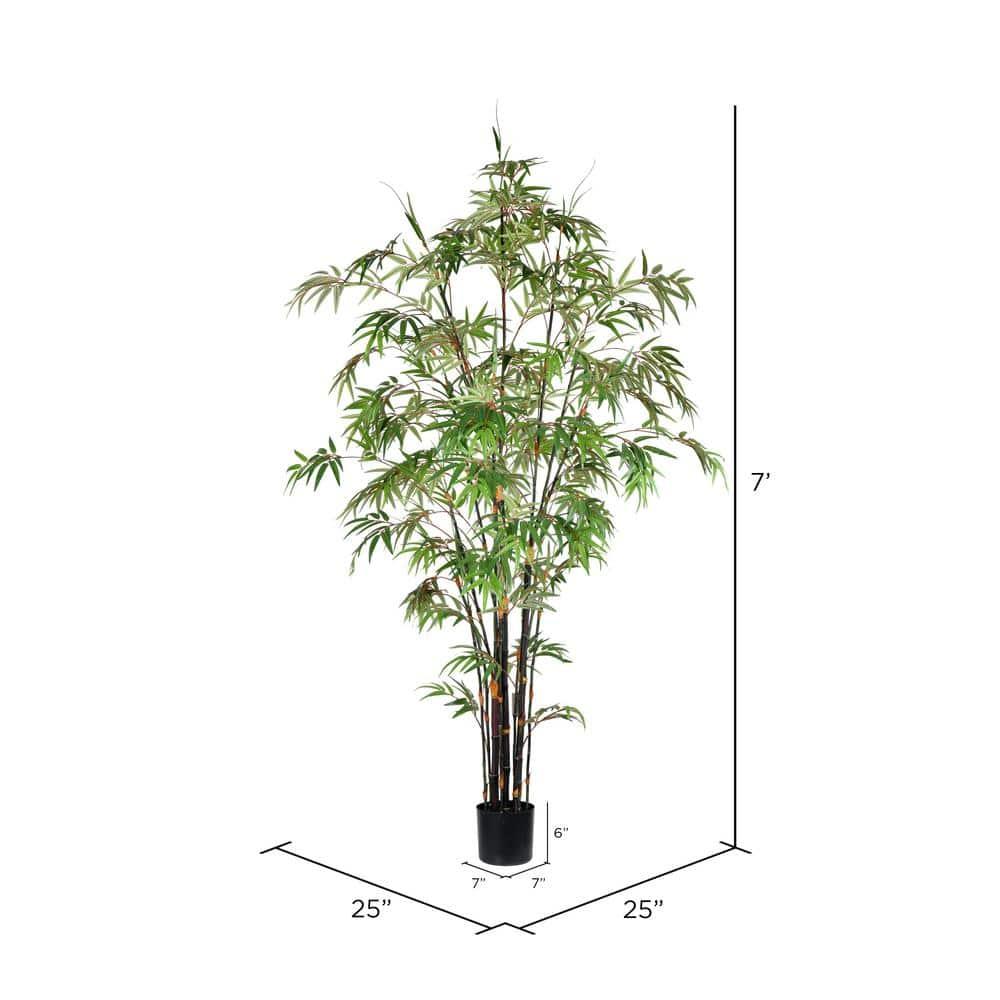 Vickerman 7' Artificial Potted Black Japanese Bamboo Tree. In a 7"Lx7"Wx6"H base.