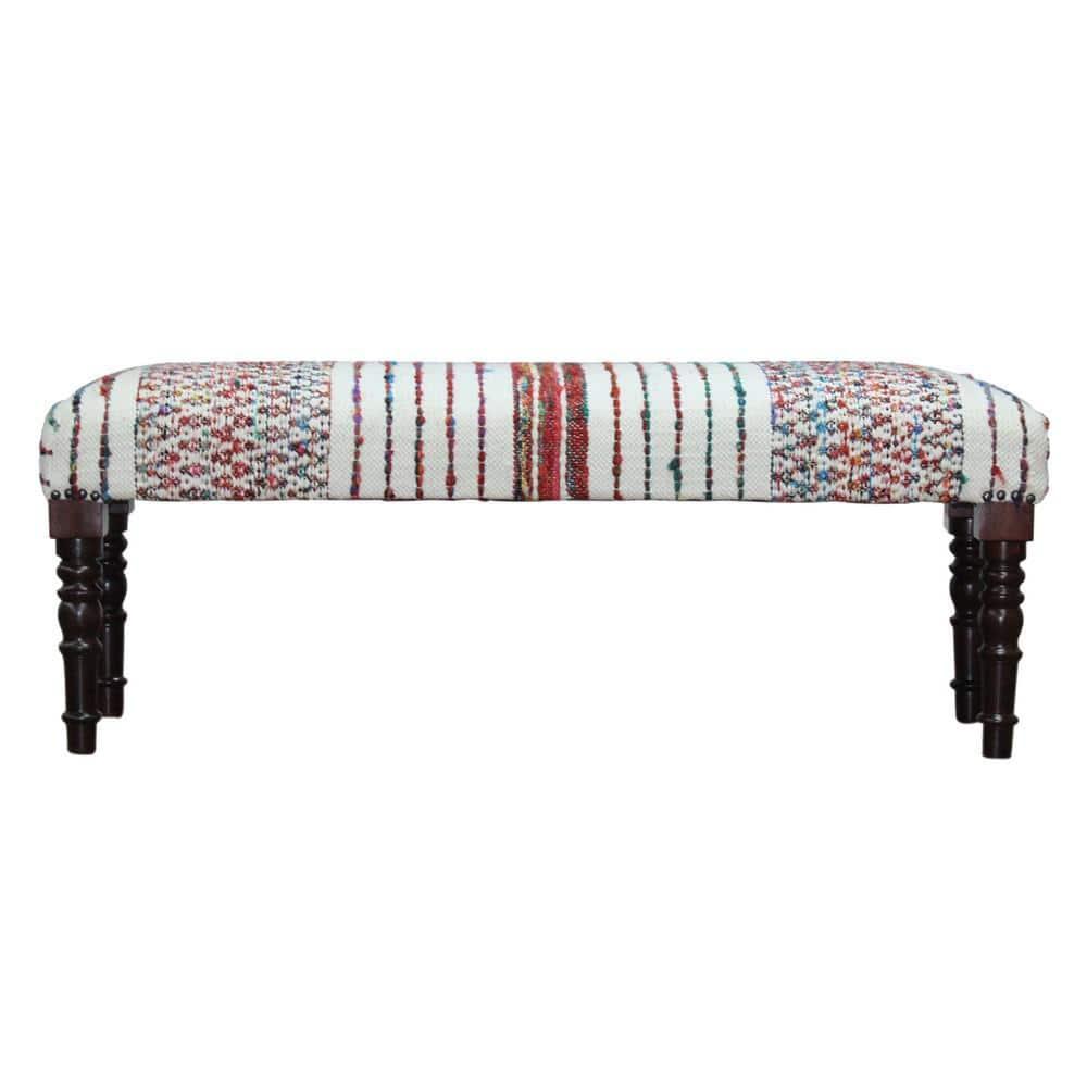 Colorful Chevron and Striped Chindi Bench with Storage