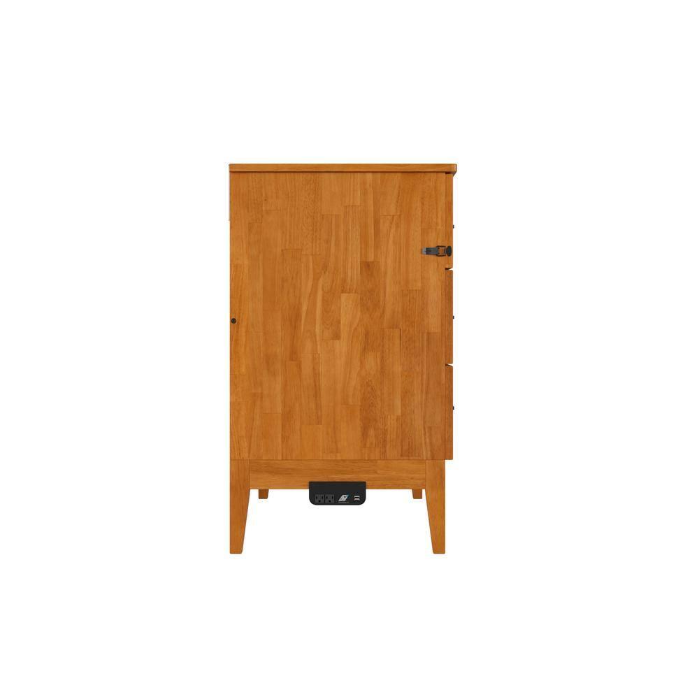 AFI Santa Fe Twin Wood Murphy Bed Chest with Mattress and Built-in Charger, Light Toffee