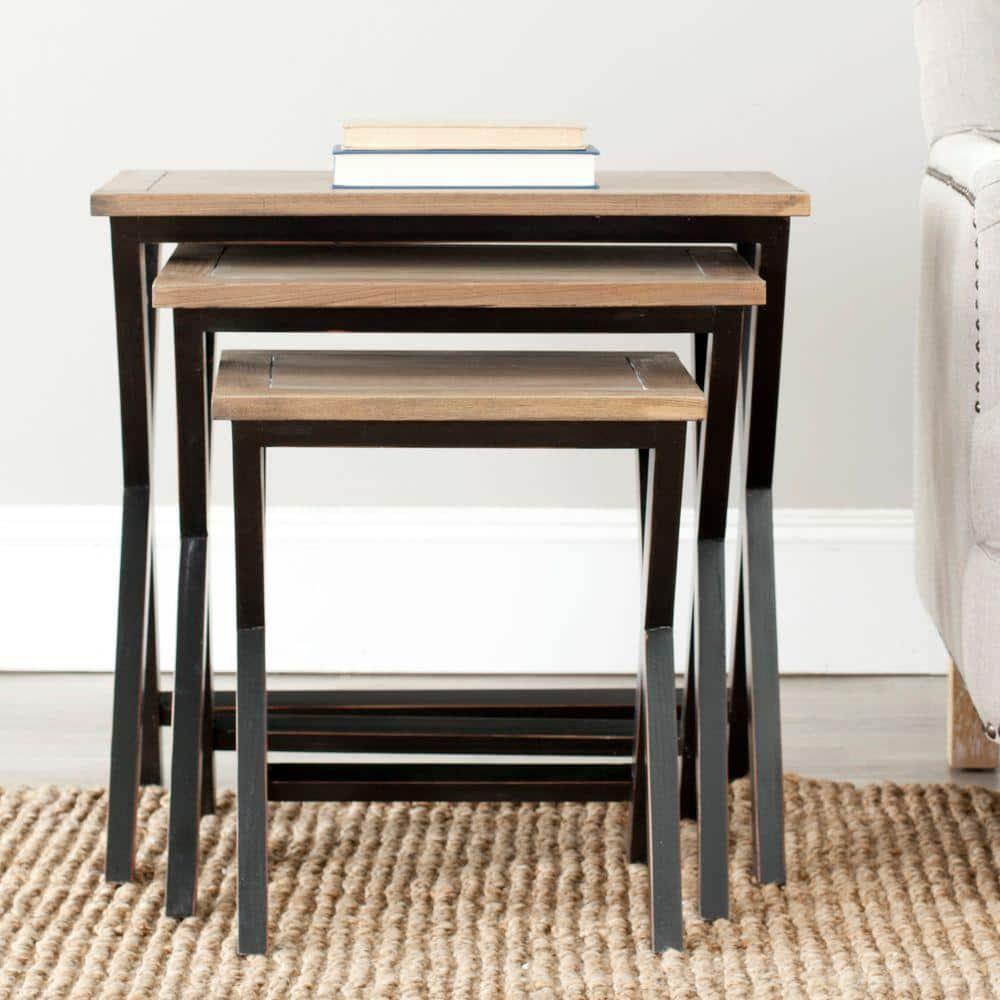 Jack Tray Tables - Black/Oak - Safavieh.
