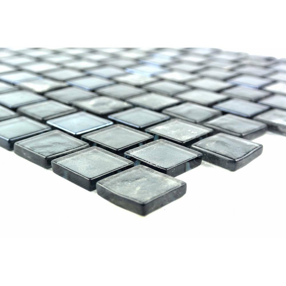 Abolos Landscape 1 in. x 1 in. Translucent Glass Plastic Face Mounted Brick Mosaic Designer Pool Tile