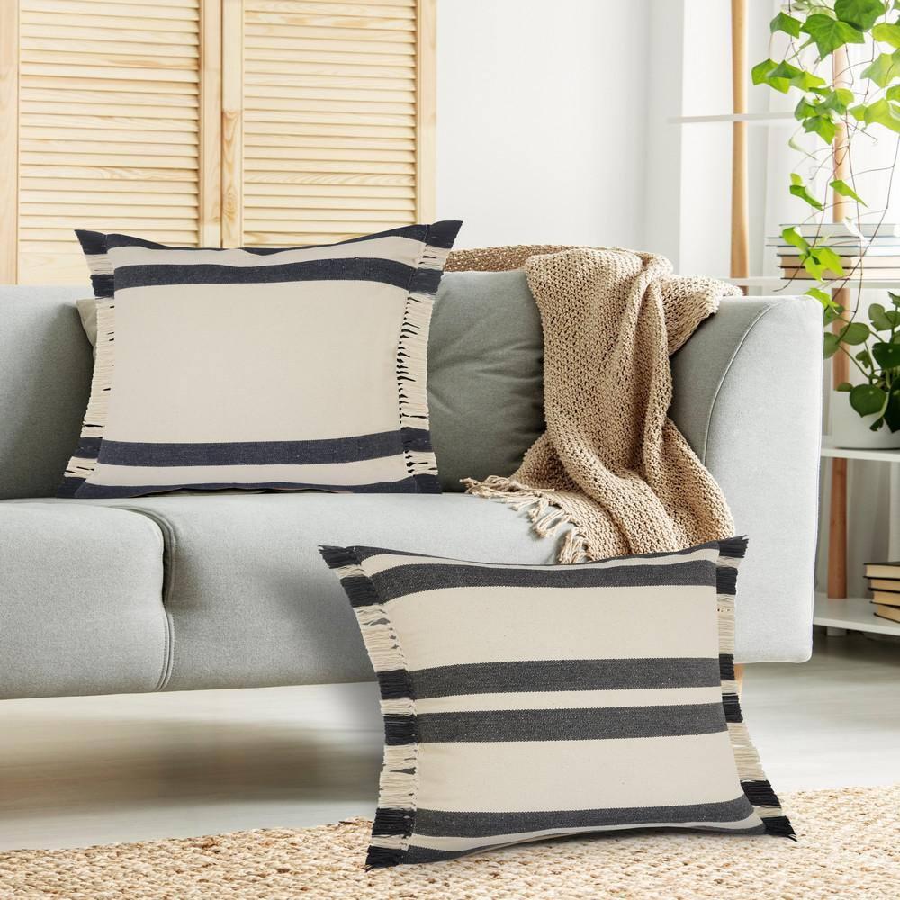 Rajani Home Roznick Fringed Cotton Throw Pillow