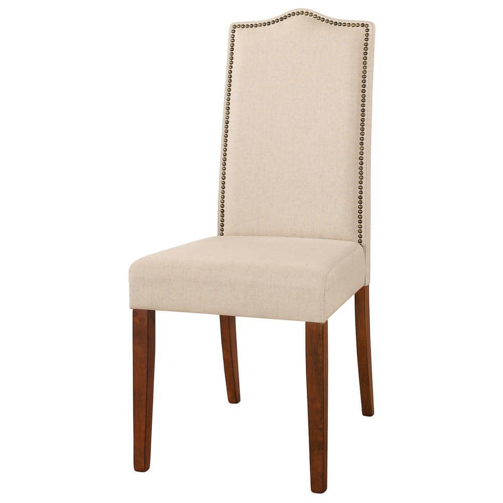 Carolina Living Florence Parson Chair Dark Chestnut: Upholstered Linen & Cotton, Nailhead Trim, Wood Legs