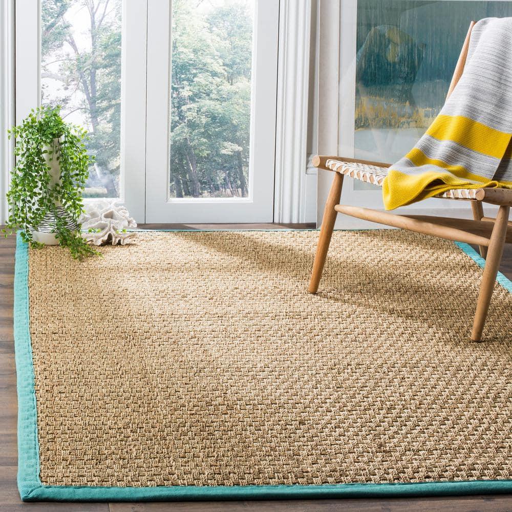 Natural Fiber NF114 Power Loomed Indoor Area Rug - Natural/Teal - 8'x10' - Safavieh.