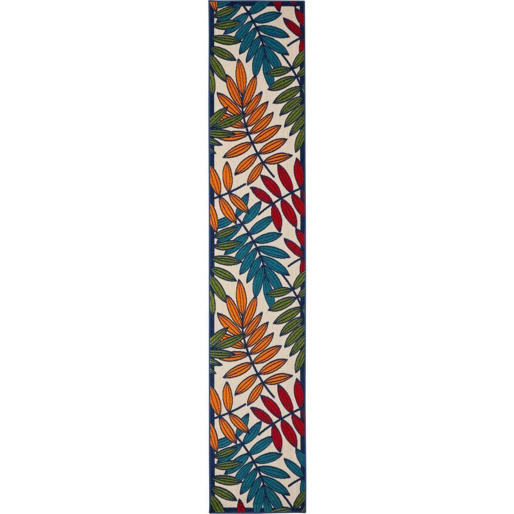 Nourison Aloha Floral Leaf Flatweave High-Low Indoor Outdoor Runner Rug Multicolor 2'3" x 10'