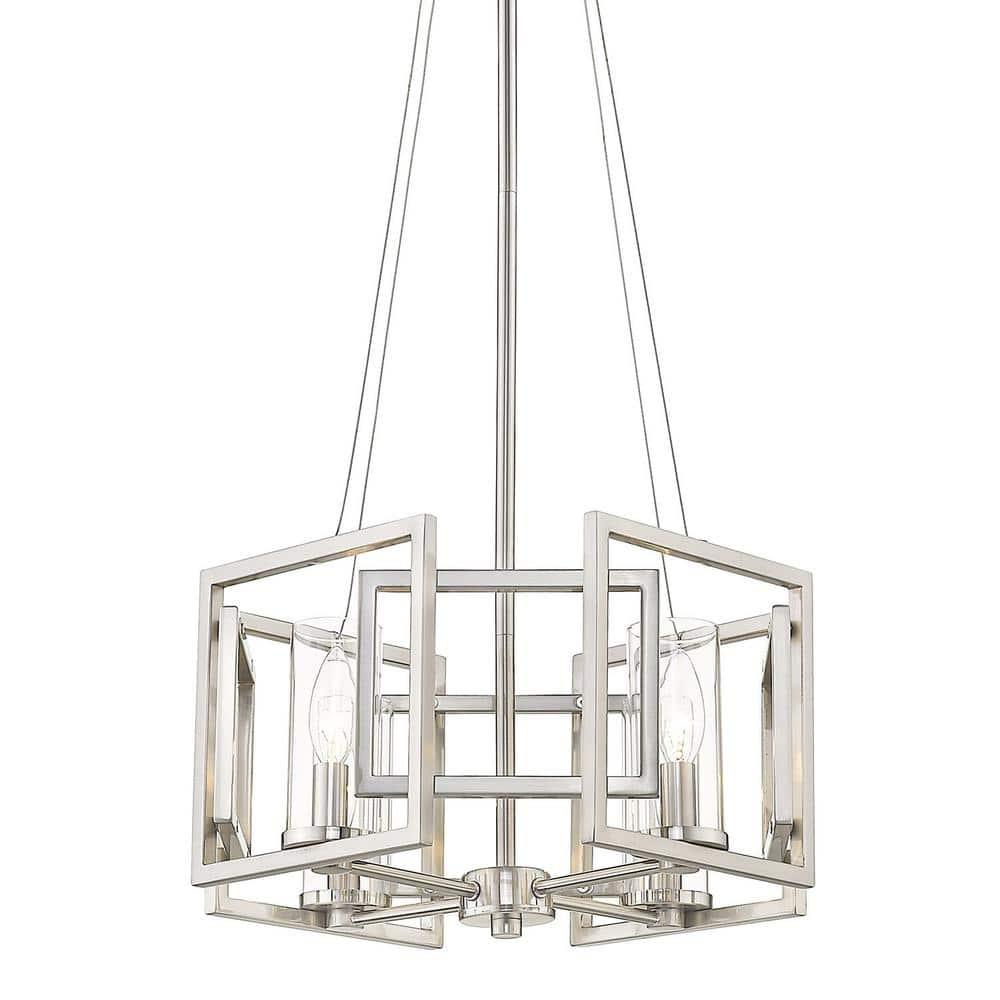 Golden Lighting Marco 4-Light Semi-flush in Pewter with Clear Glass