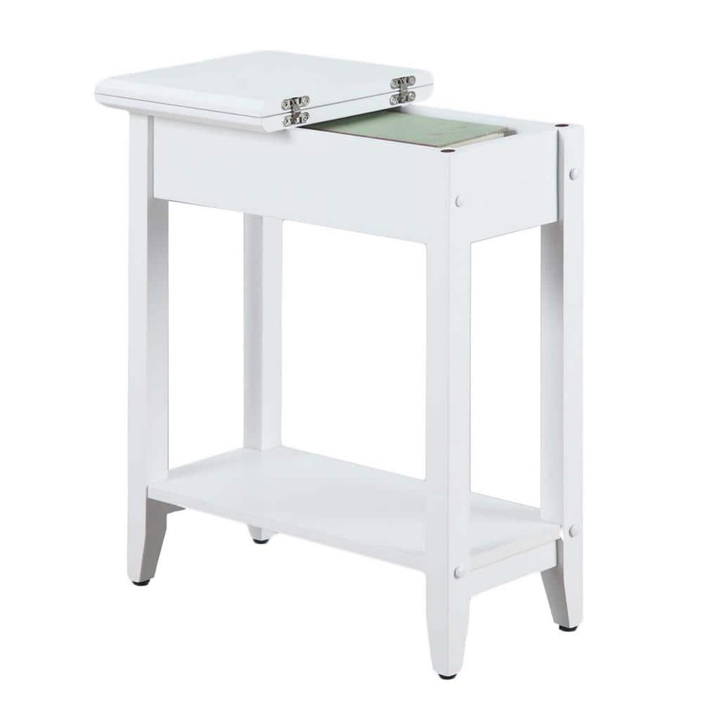 Convenience Concepts American Heritage Flip Top End Table with Shelf, White