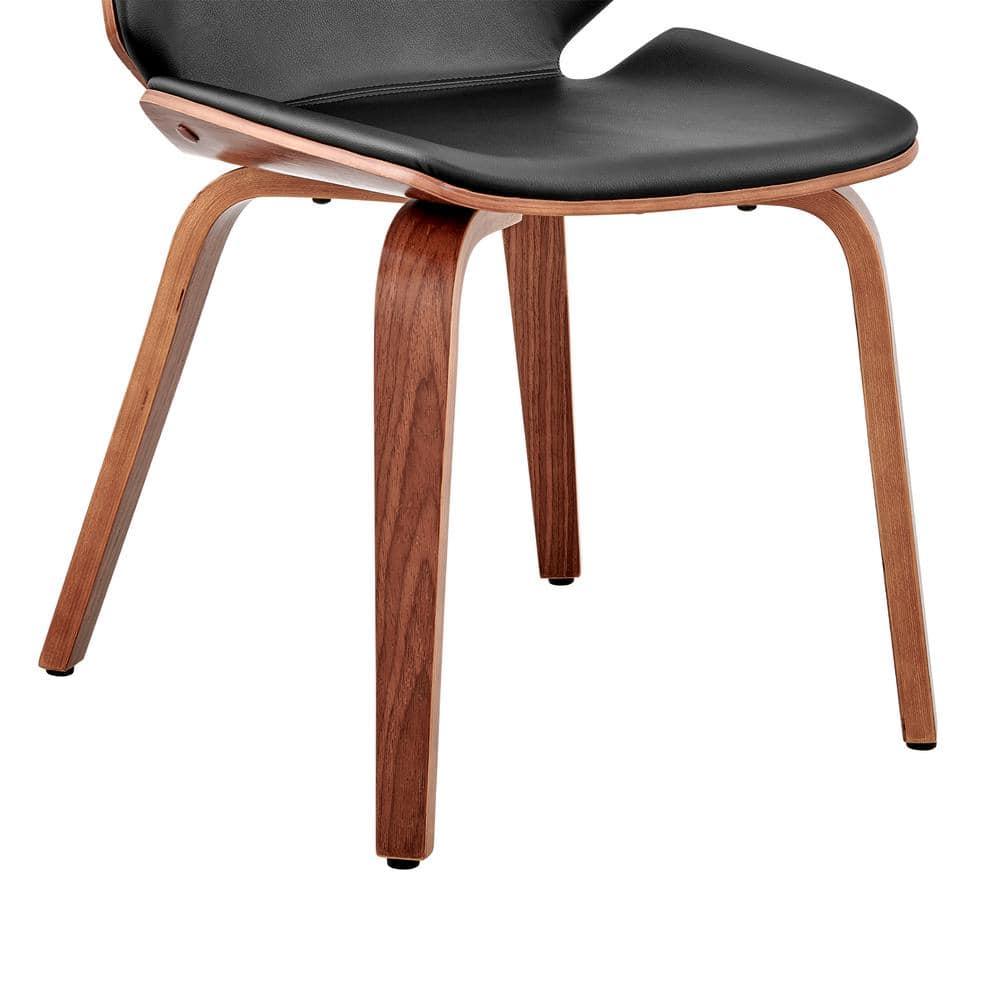 Armen Living Brinley 18" Faux Leather Dining Room Accent Chair in Black/Walnut