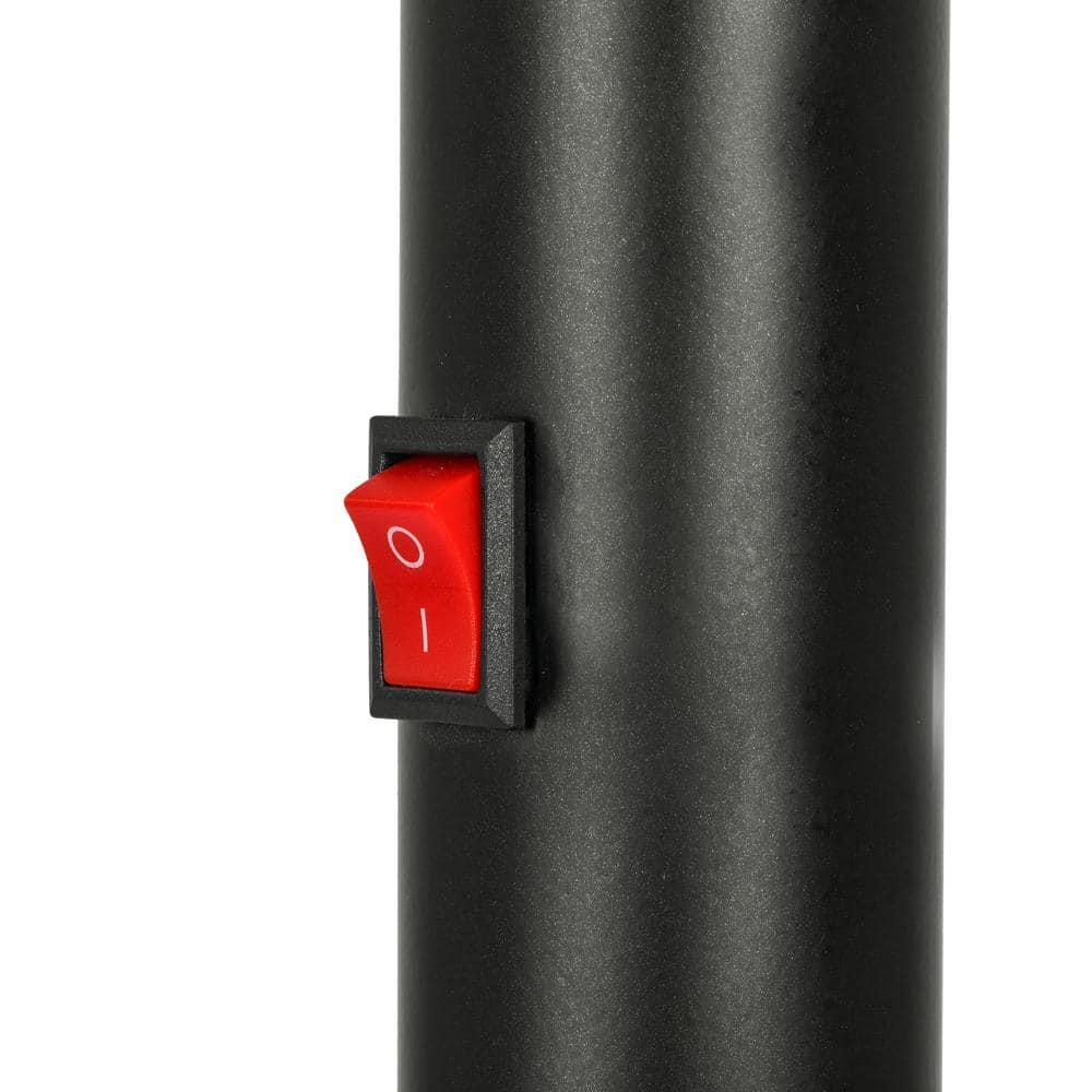 9' x 9' Mirage II Fiesta Market Patio Umbrella with Solar LED Tube Lights Black - Island Umbrella: Weatherproof, UV Protection, Crank Lift