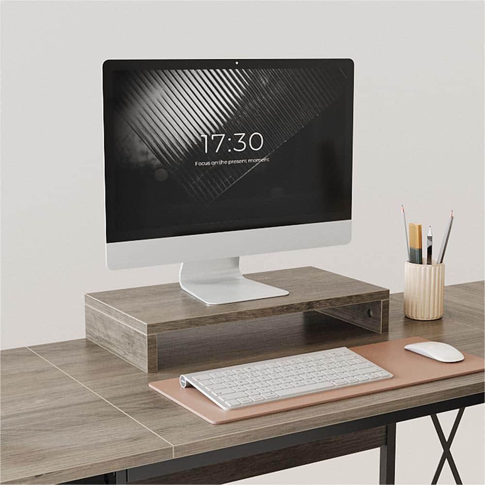 Bestier L Shaped Desk with Drawers 63" Office Computer Desk with Monitor Stand, Gray Wash