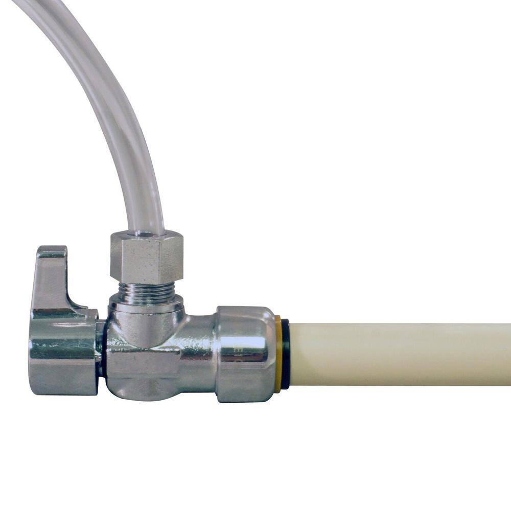 Tectite FSBVA1238C 1/2 in. Chrome-Plated Brass Push-to-Connect x 3/8 in. O.D. Compression Quarter-Turn Angle Stop Valve