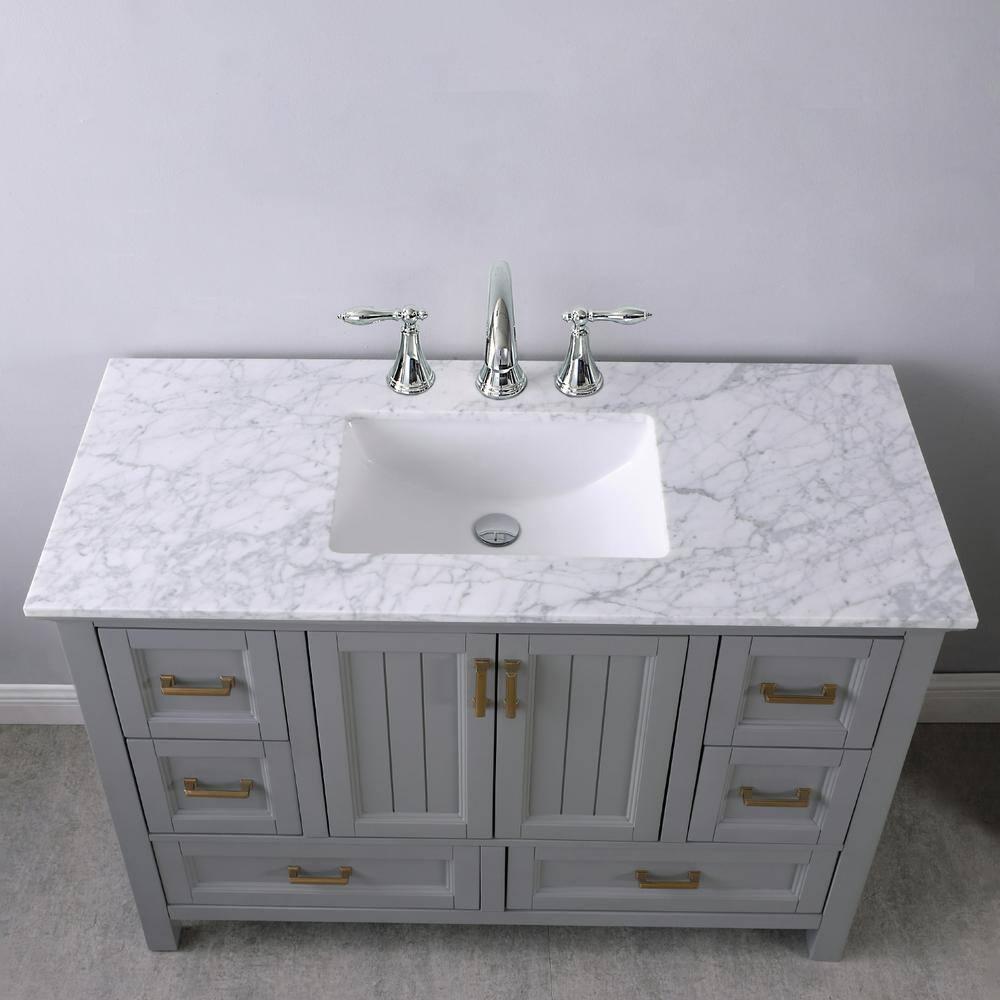 Isla 48" Marble Countertop Single Vanity w/o Mirror Gray