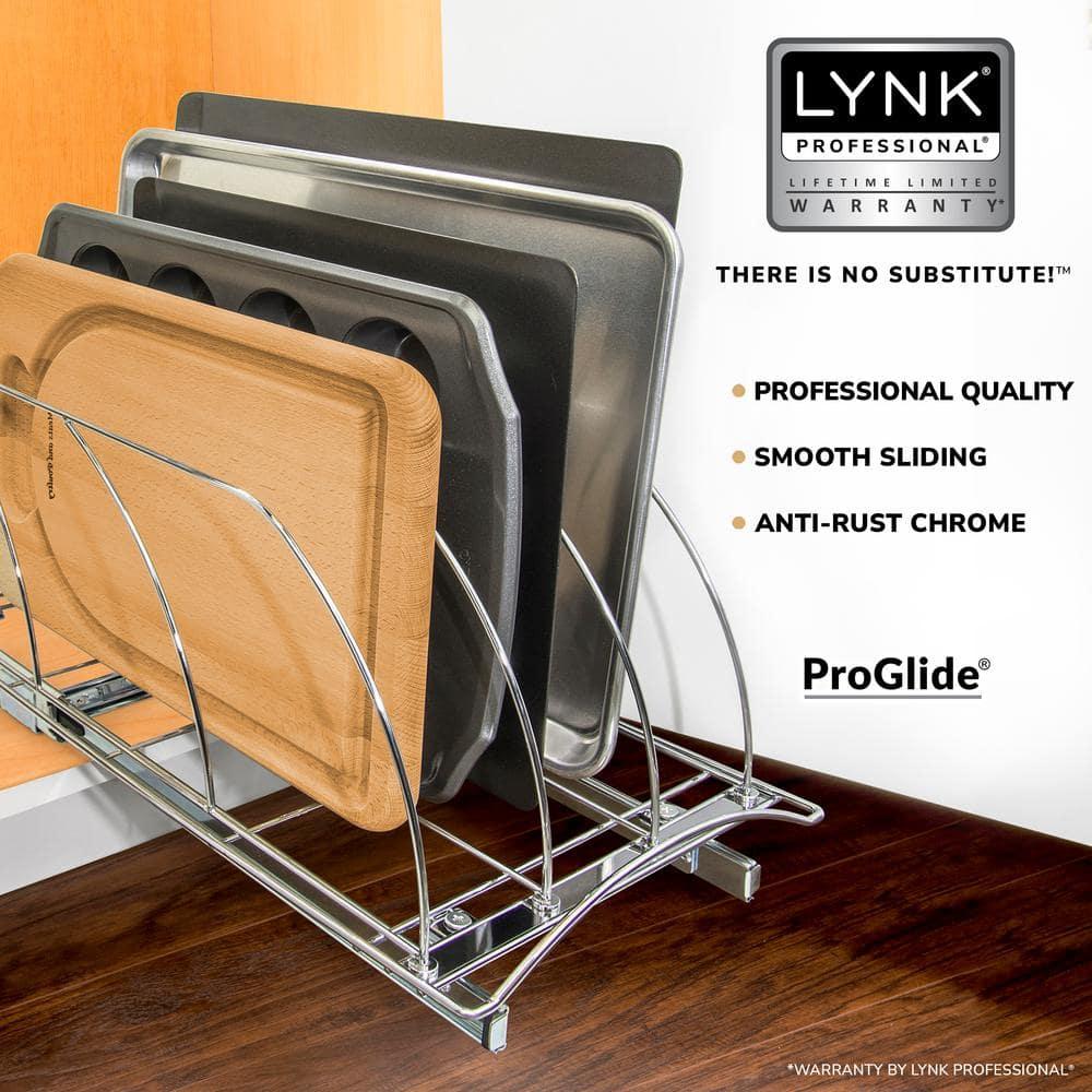 Lynk Professional Slide Out Cutting Board, Bakeware, and Tray Organizer - Pull Out Kitchen Cabinet Rack - 10" x 21": Kitchen Storage