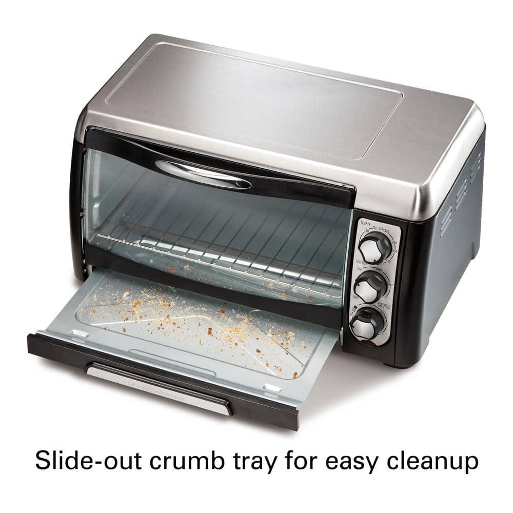 Hamilton Beach 6 Slice Capacity Toaster Oven 31330D: Countertop, 12" Pizza, 1400W, Black, Freestanding, Dishwasher-Safe Parts
