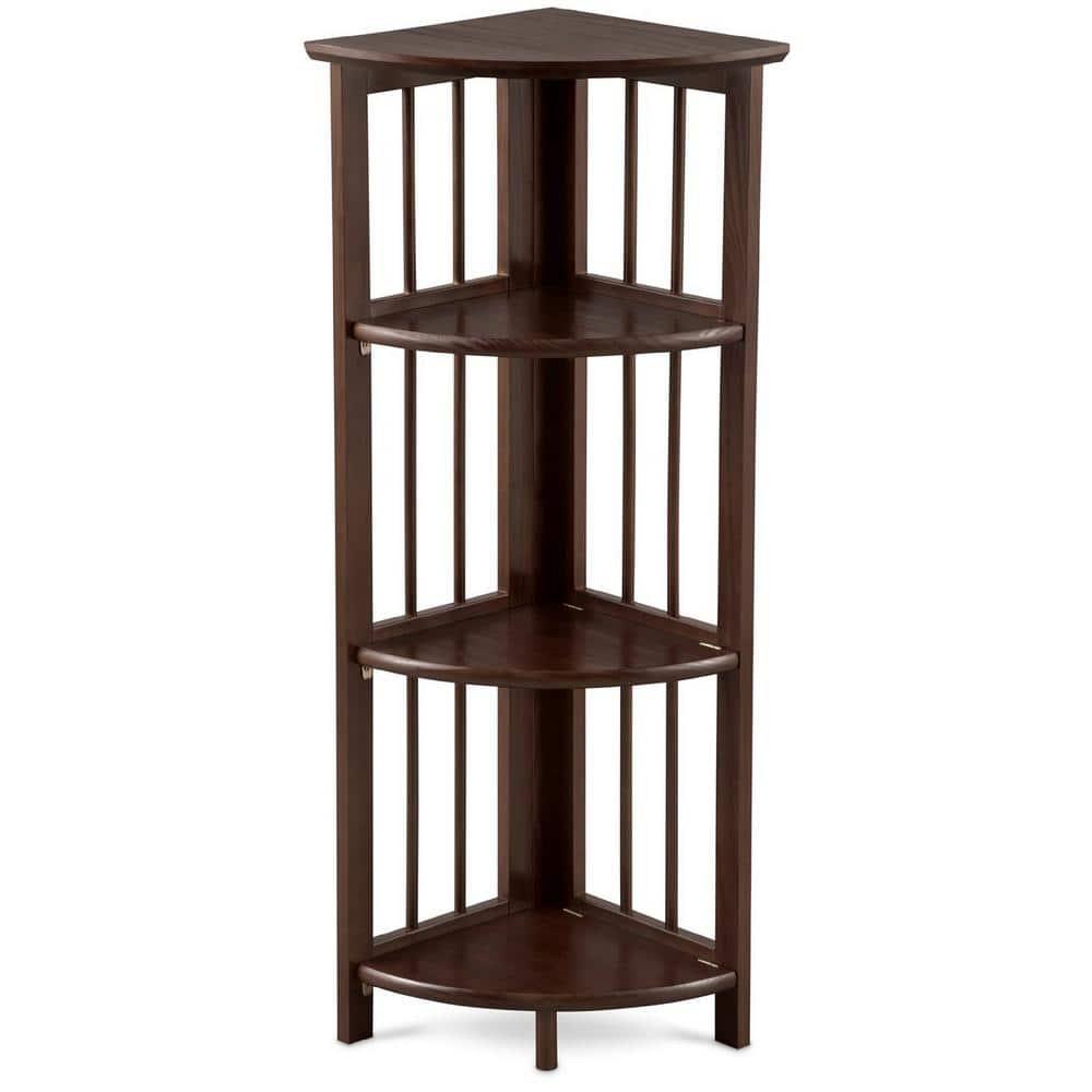 Betterbeds 4-Shelf Corner Folding Bookcase Folding, Wood/Multicolor, 10.25 lbs