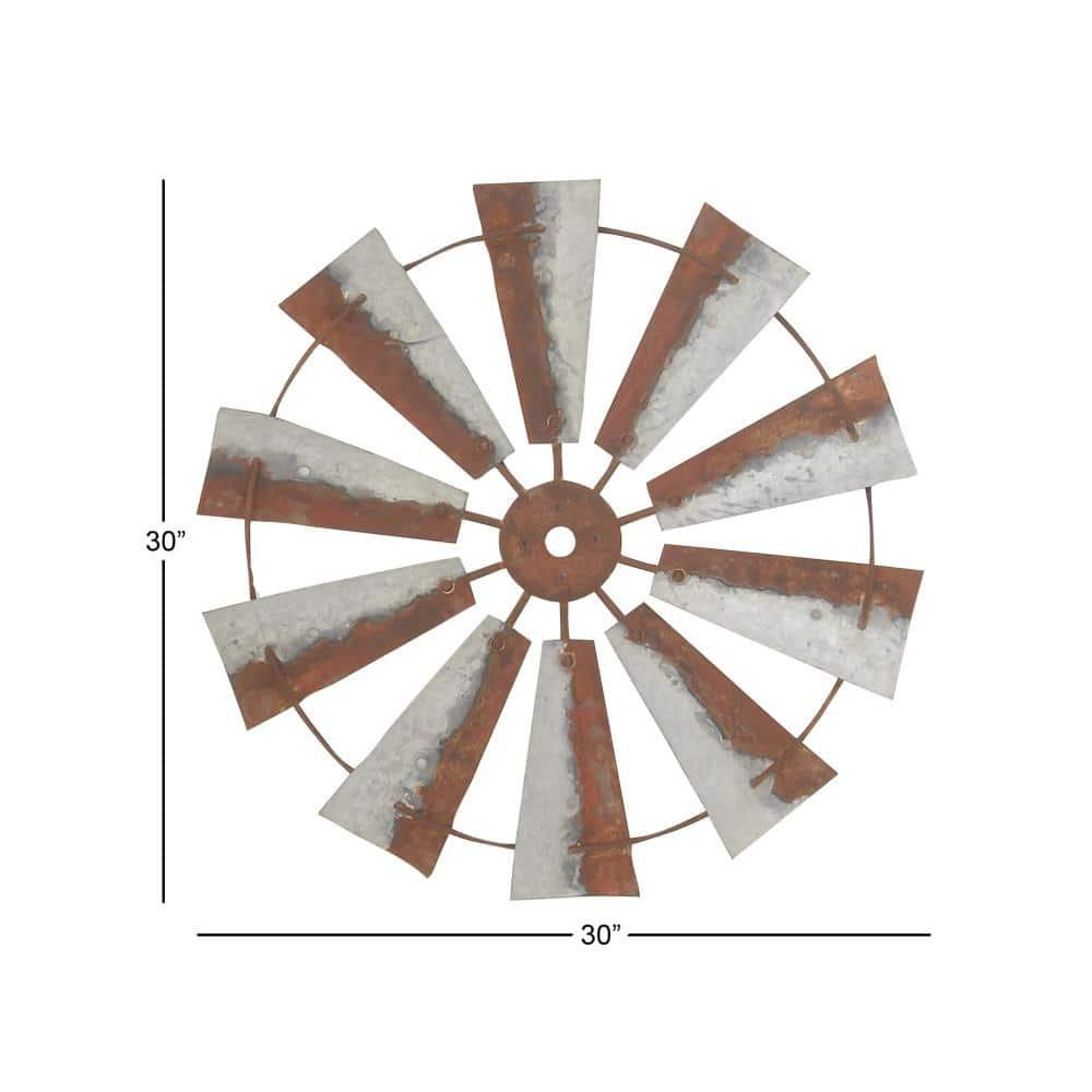 Millwood Pines Metal Indoor Outdoor Windmill Brown Wall Decor