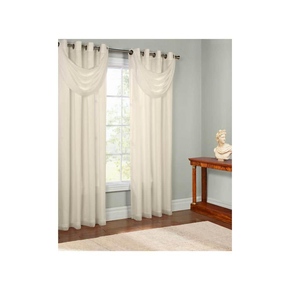Commonwealth Thermavoile Rhapsody Lined Grommet Ascot Valance - 36x19" - Ivory