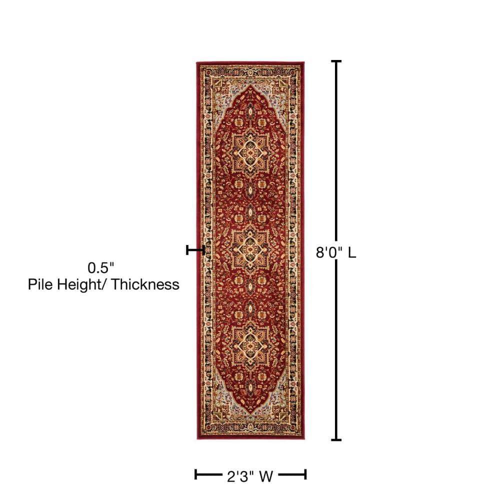 Lyndhurst Heriz LNH330 Power Loomed Runner Rug - Red/Black - 2'3"x8' - Safavieh