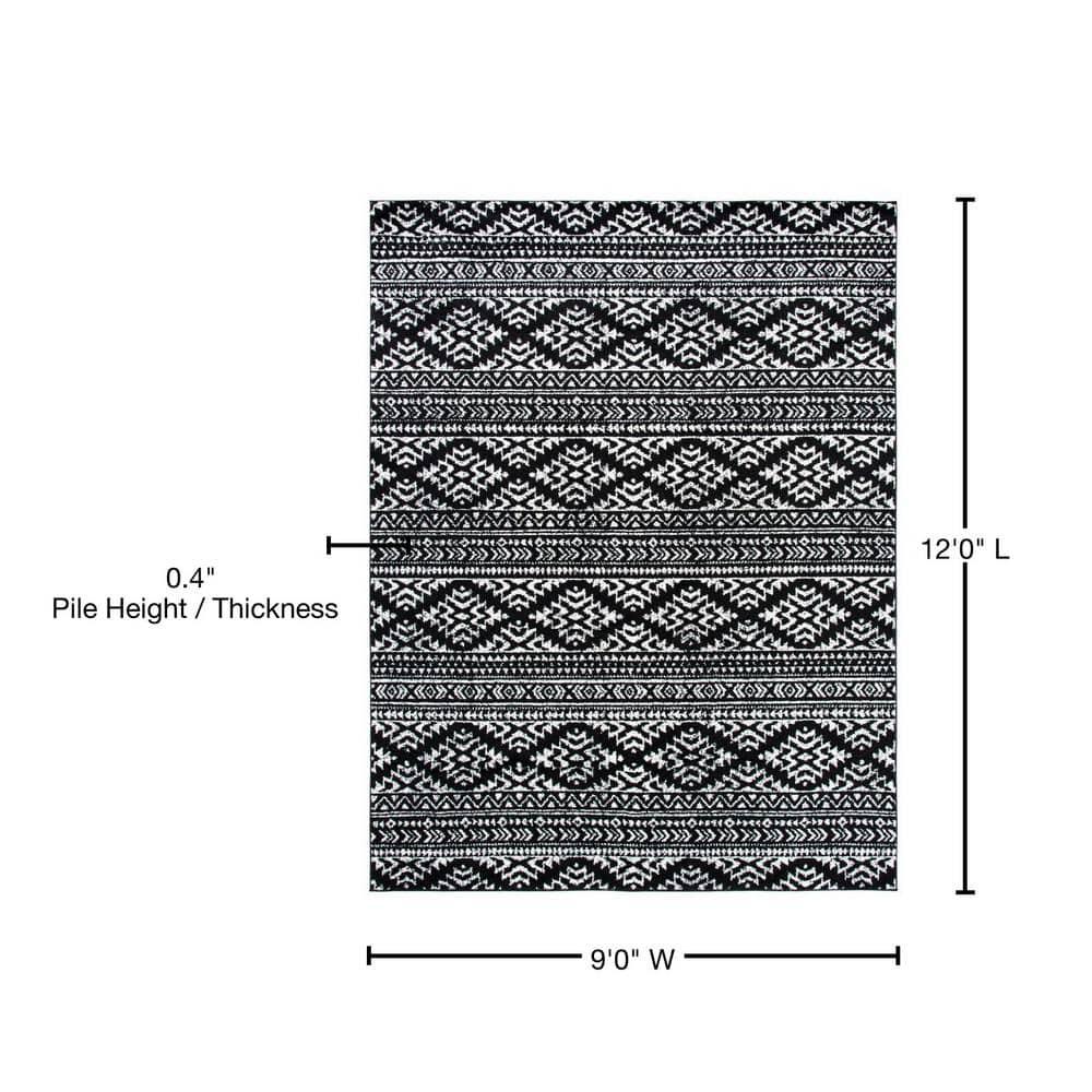 Tulum TUL272 Power Loomed Area Rug - Black/Ivory - 8'9"x11'9" - Safavieh.