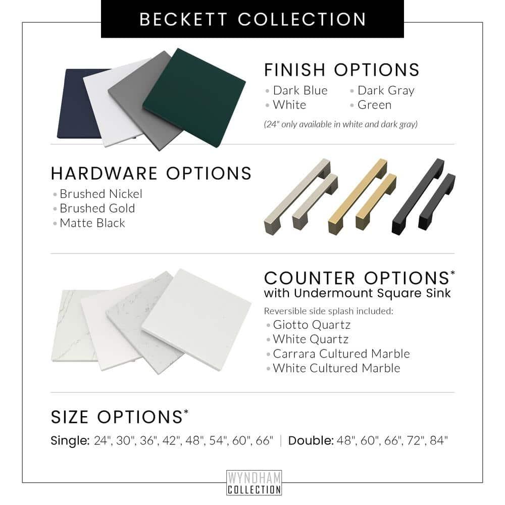 Wyndham Collection Beckett 66" Freestanding Double Bathroom Vanity with Quartz Top