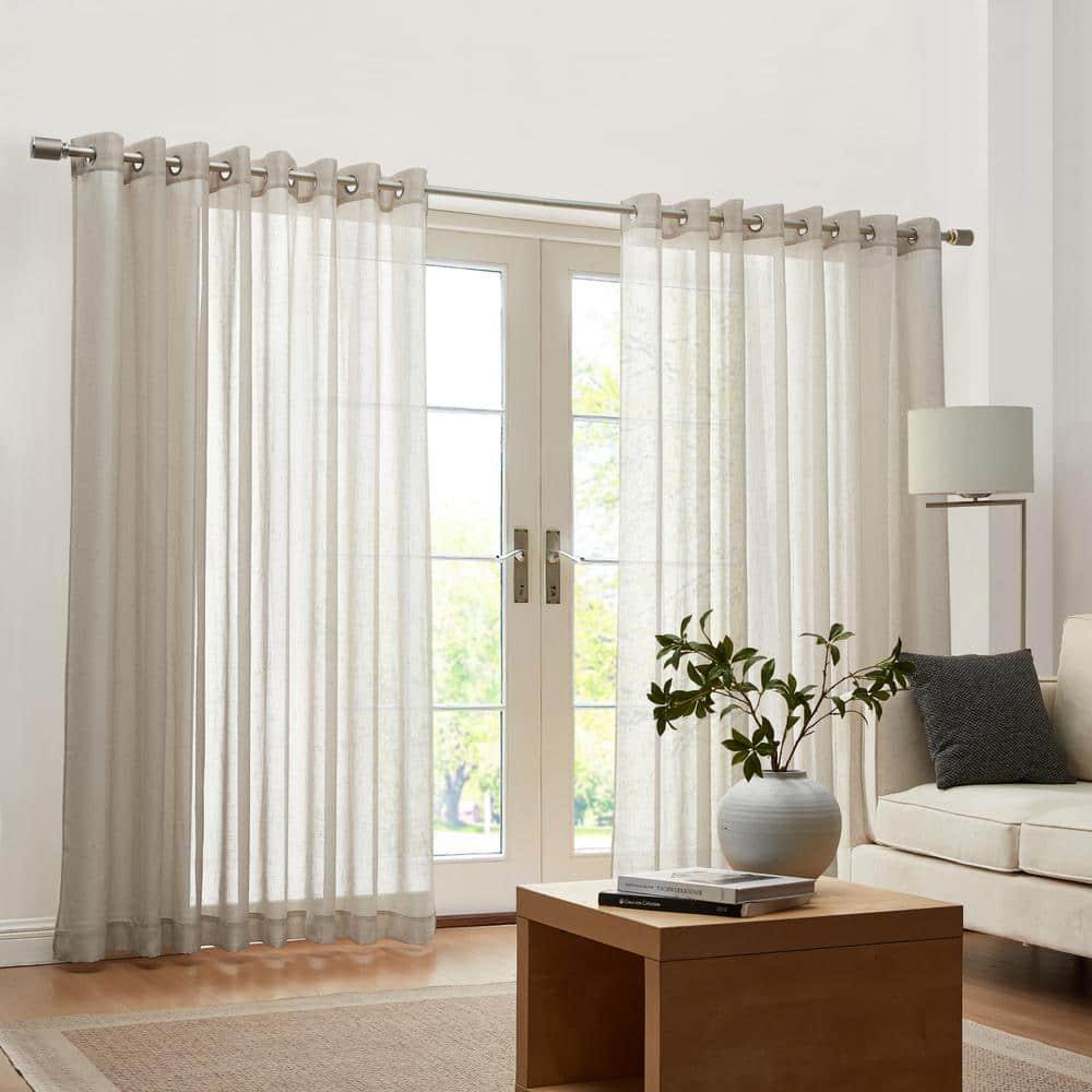 Carmen Sheer Extra Wide Indoor/Outdoor Single Window Curtain for Patio, Porch, Cabana - 114x84 - Natural - Elrene Home Fashions